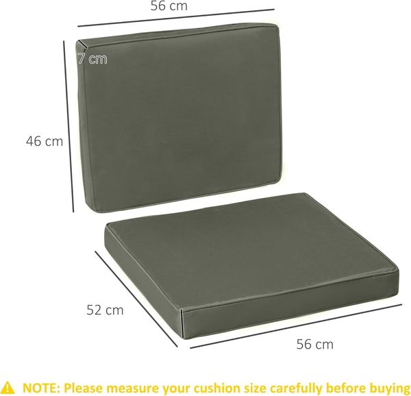 Outsunny Sitzkissen 2er-Set, 56 x 52 cm, mit Reißverschluss, 7cm dick, waschbar, für Haus, Garten, Auto, Büro, Sofa, Stühle, Dunkelgrau Bild 7