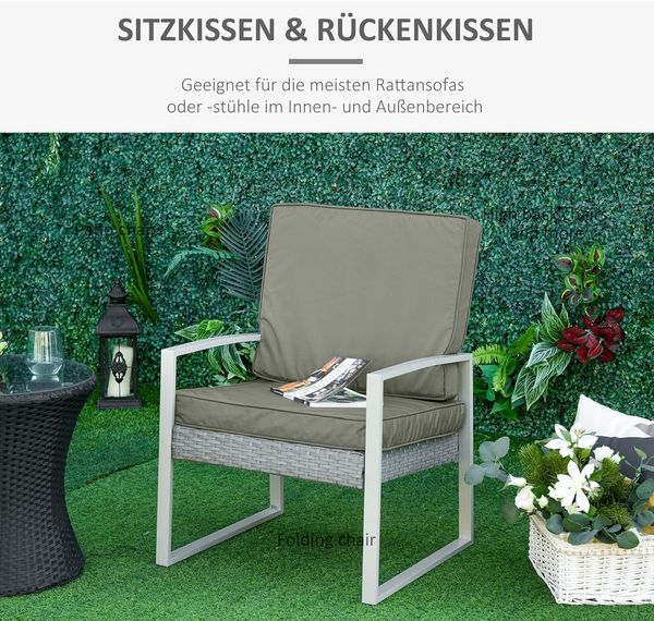 Outsunny Sitzkissen 2er-Set, 56 x 52 cm, mit Reißverschluss, 7cm dick, waschbar, für Haus, Garten, Auto, Büro, Sofa, Stühle, Dunkelgrau Bild 5