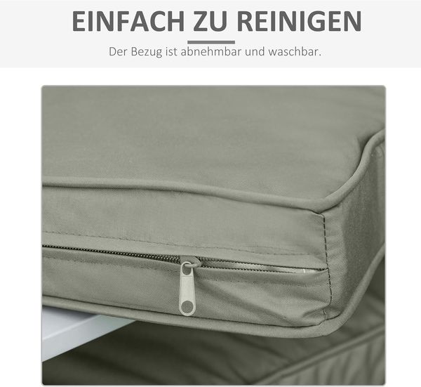 Outsunny Sitzkissen 2er-Set, 56 x 52 cm, mit Reißverschluss, 7cm dick, waschbar, für Haus, Garten, Auto, Büro, Sofa, Stühle, Dunkelgrau Bild 3