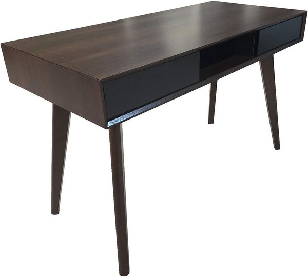 SVITA RETRO Schreibtisch in Holzoptik mit Schubladen Dunkelbraun