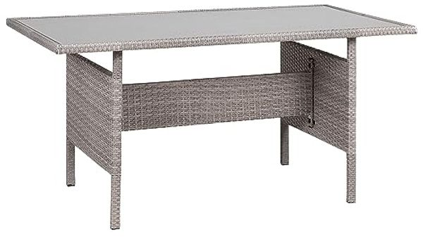 Beliani 'VITERBO' Gartentisch, Polyrattan grau, 145x80 cm