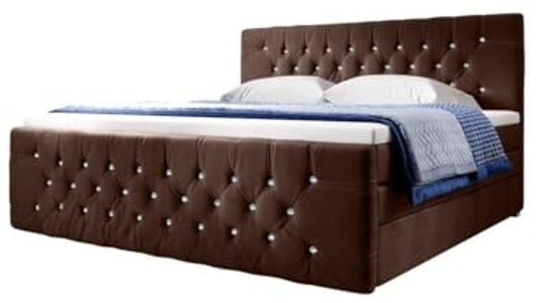 Boxspringbett Paradise mit LED, USB und Füßen 140x200 Braun H4