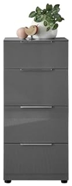 HBZ Kommode Santorin Mehrzweckschrank mit Schubkästen, BxHxT 45x99x40 cm (1 St), Mit 4 Schubkästen mit Softclose, Glasfront und Glasoberboden