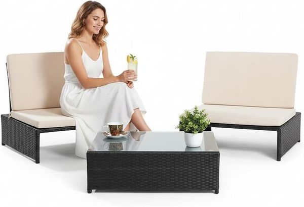 Melko Gartenlounge-Set Gartenset Lounge aus Polyrattan ver. Farben Sitzgruppe 2 Sessel Tisch, (Stück), Wasserabweisend