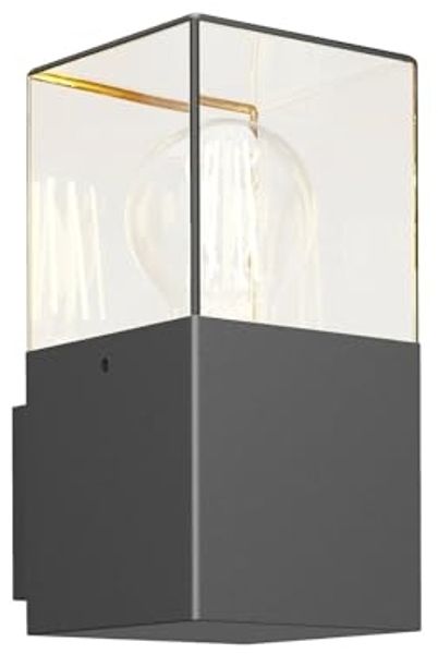Lucande Außen-Wandleuchte Keke, dimmbar, Leuchtmittel nicht inklusive, Modern, Aluminium, Kunststoff, grafitgrau, 1 flammig, E27
