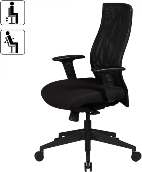 Bürostuhl Bezug Stoff Schwarz Schreibtischstuhl Design Chefsessel Armlehne Drehstuhl Polsterung 120 kg Bild 6