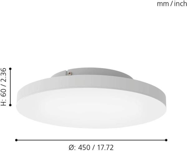 Eglo 99119 Rahmenlose Deckenleuchte TURCONA-C weiß H:6 Ø:45cm dimmbar 2700-6500K mit Connect Funktion inkl. Fernbedienung Bild 6