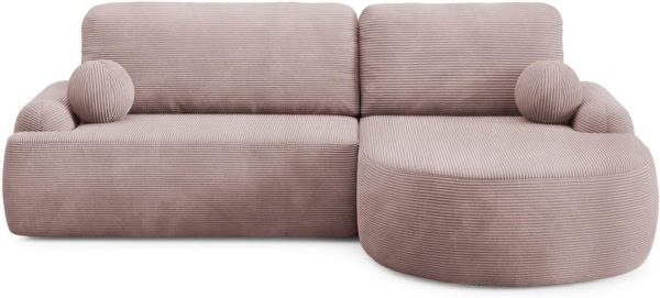Lookway Ecksofa CLEO CORD Rundes Ecksofa mit Schlaffunktion und Bettkasten