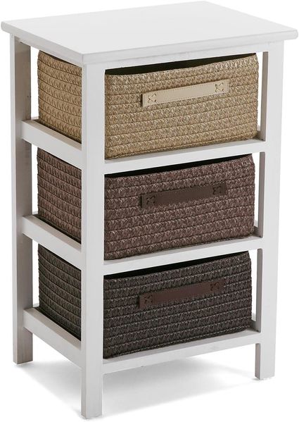 Versa Gavle Möbel für das Bad, Schubladeneinheit mit 3 Schubladen zum Organisieren, Moderne und unterhaltsame Aufbewahrung, Maßnahmen (H x L x B) 57 x 28 x 37 cm, Holz und Polyester, Farbe: Braun