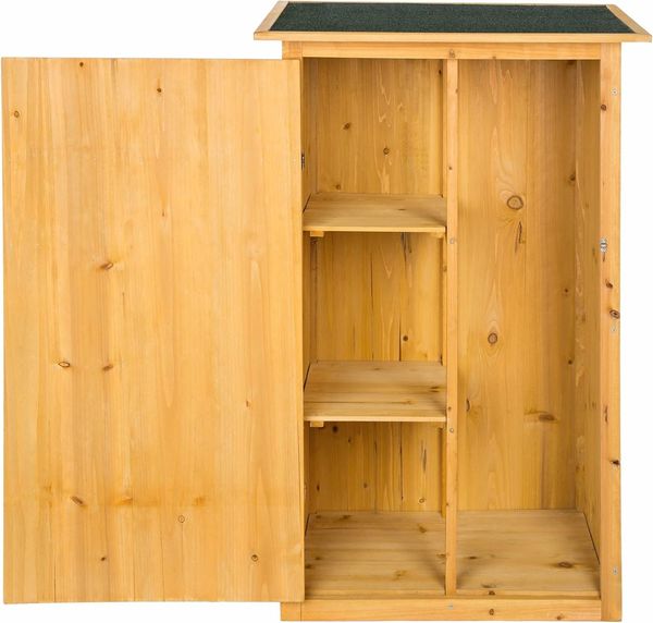 tectake Geräteschrank Gartenschrank mit Flachdach (Bausatz, 1-St, inkl. Schlüssel) aus imprägniertem Nadelholz Bild 5