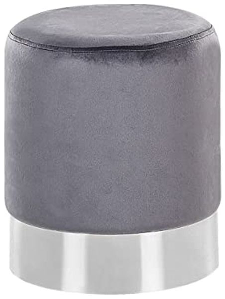 Pouf Samtstoff grau ⌀ 36 cm BRIGITTE
