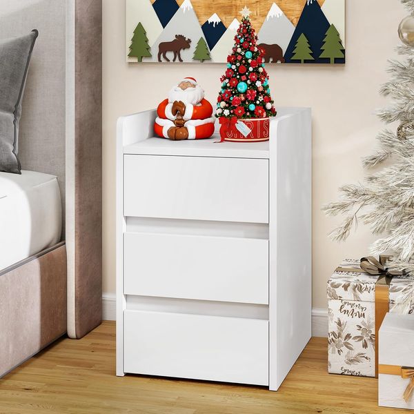 YITAHOME Nachttisch mit 3 Schubladen und Netzteil, Nachtkommode mit Ladestation, 2 USB-Anschlüssen und Steckdosen, wasserfester Beistelltisch für Wohnzimmer und Schlafzimmer, 35 x 40 x 60 cm (Weiß)