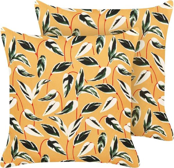 Gartenkissen 2er Set Pflanzenmuster TAGGIA 45 x 45 cm Bunt