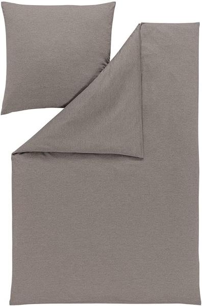 Estella Mako Interlock Jersey Bettwäsche Uni Takoma | Kissenbezug einzeln 40x40 cm | taupe