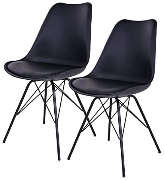 LebensWohnArt Stuhl Klassiker Stuhl SCANDINAVIA (2er Set) schwarz