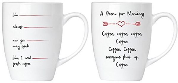 Shut up! I need a coffee Tassen Set aus Keramik - Grußkarte und Geschenkpackung
