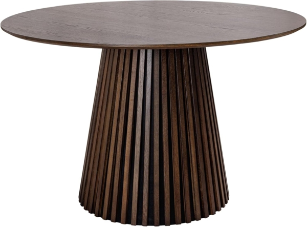 riess-ambiente Esstisch VALHALLA WOOD Ø140cm smoked braun (Einzelartikel, 1-St), Küche · Eiche · Design · lackiert · rund · Säulenfuß · Japandi Style