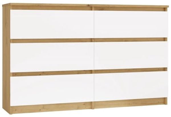 CDF Kommode Artisan Weiß Malwa M6 120 mit 6 Schubladen Komode für Wohnzimmer Schlafzimmer Schubladenschrank Malm Kommode