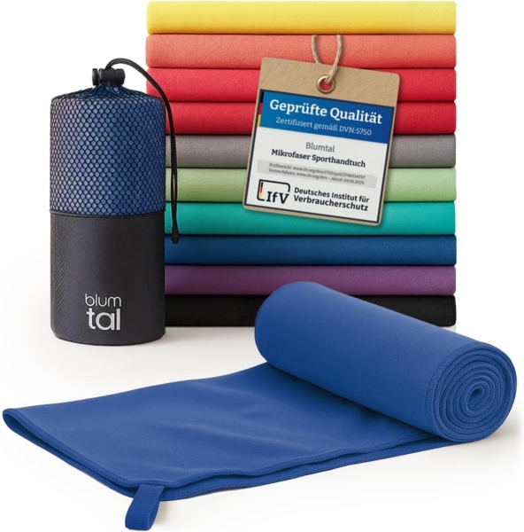 Blumtal Sporthandtuch Mikrofaser Handtuch - kompakte Mikrofaser Handtücher, Mikrofaser (inkl. Transporttasche, einzeln oder als Set verfügbar, 1-St), ultra leicht & schnelltrocknend, Reisehandtuch, Strandhandtuch