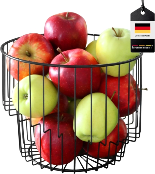 Obstkorb, Drahtkorb, rund, Ø ca. 24 x 19 H cm, schwarz matt
