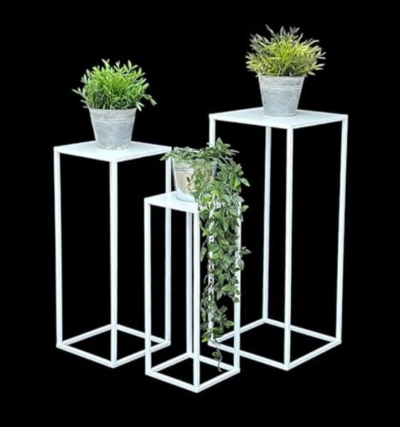 DanDiBo Blumenhocker eckig, Metall, Weiß, 3 Stück, 50 x 18 x 18 cm