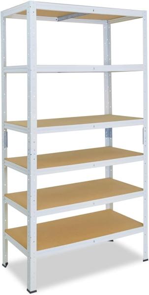 shelfplaza Schwerlastregal HOME, 200x60x30cm weiß, 6 Böden, Kellerregal, Garagenregal, Steckregal