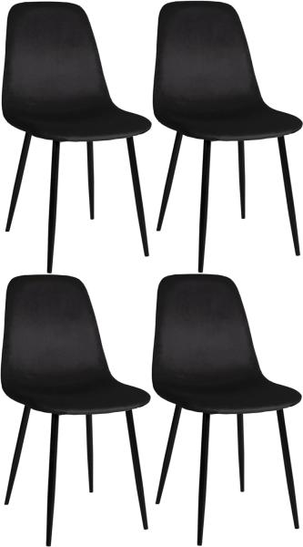 4er Set Esszimmerstühle Napier Samt (Farbe: schwarz)