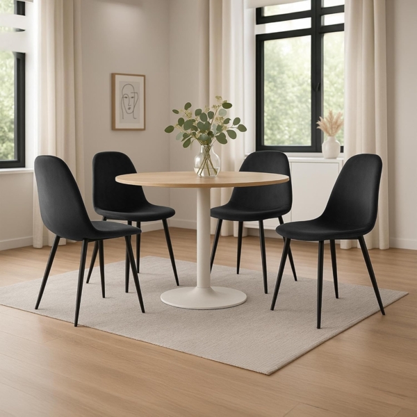 CLP 4er Set Esszimmerstühle Napier gepolstert bis 150 kg belastbar,schwarz Samt Bild 2