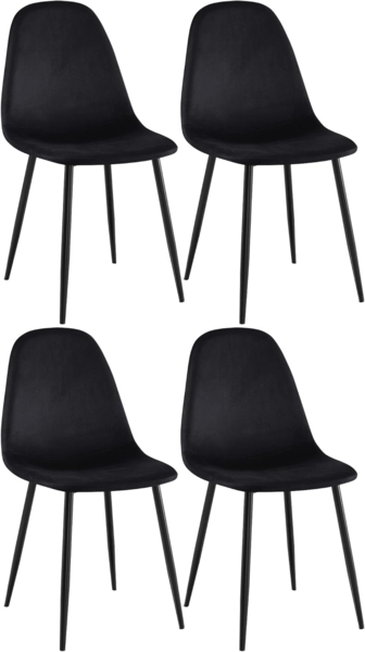 CLP 4er Set Esszimmerstühle Napier gepolstert bis 150 kg belastbar,schwarz Samt Bild 1