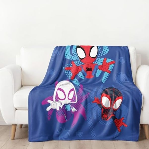 Wolldecke Spidey & Friends 130x170 cm, Sofadecke für Kinder und Teenager, MTOnlinehandel, Fleece-Decke, Überwurf, kuschelweich, passend zur Bettwäsche