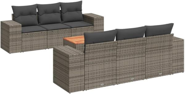 vidaXL 7-tlg. Garten-Sofagarnitur mit Kissen Grau Poly Rattan 3257670