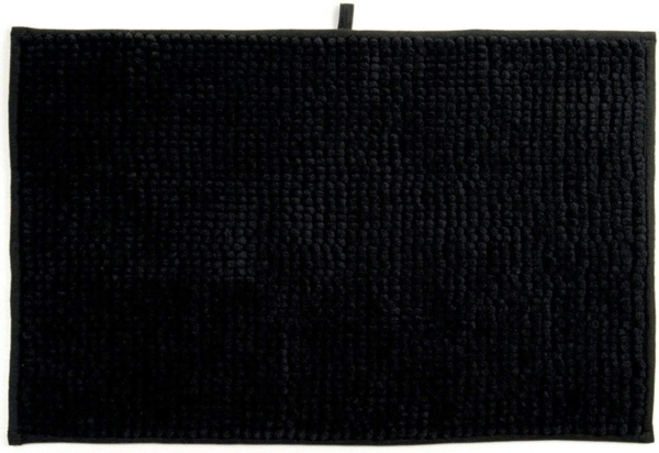MSV Badteppich Badvorleger Duschvorleger Chenille Hochflor Badematte 40x60 cm – Schwarz