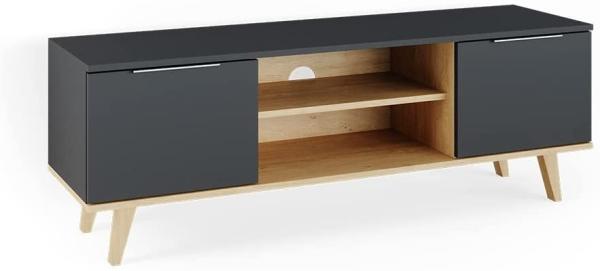 Vicco Lowboard Fernsehschrank Sideboard Neptune TV-Fernsehtisch Anthrazit/Buche