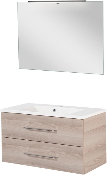 Fackelmann B.CLEVER Badmöbel Set 4-teilig, 90 cm, Braun hell