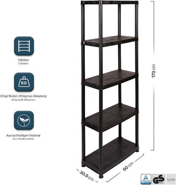 Kreher PRIMO PLUS - Kunststoffregal 12 Zoll (Schwarz) Bild 2