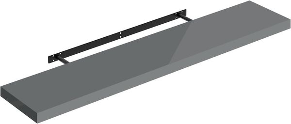 WOLTU Wandregal grau, Regal Wand, Schweberegal, Regalbrett, Wandboard, mit Metallhalterung, unsichtbare Montage, für Küche Badezimmer Wohnzimmer Schlafzimmer, aus MDF, 120 x 22,9 x 3,8 cm