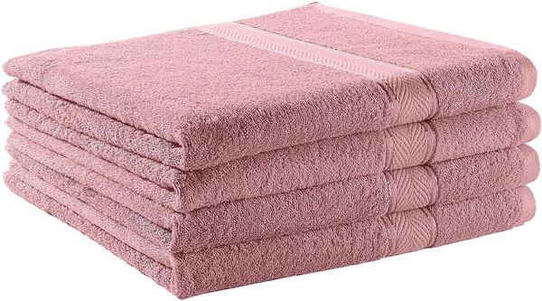 BettwarenShop Handtuch Serie Essential|Duschtuch 4er Pack 70x140 cm| altrosa
