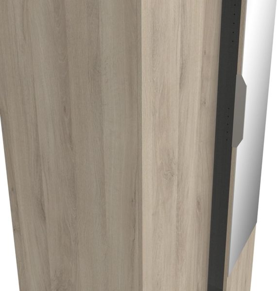 Demeyere 391389 Schrank mit Spiegel und Kleiderschrank 2 Türen 1 Nische Modern – Farbe Eiche Kronberg – 79,4 x 51,1 x 203 cm, Holzwerkstoff, grau Bild 6