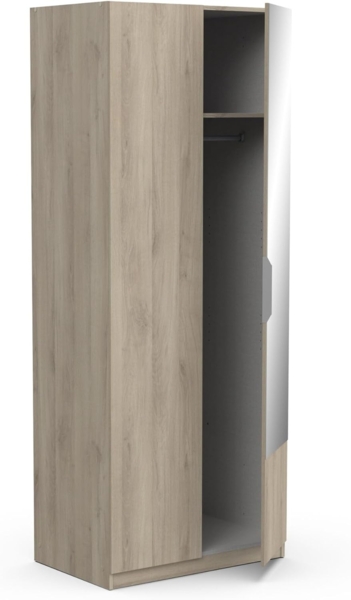 Demeyere 391389 Schrank mit Spiegel und Kleiderschrank 2 Türen 1 Nische Modern – Farbe Eiche Kronberg – 79,4 x 51,1 x 203 cm, Holzwerkstoff, grau Bild 2