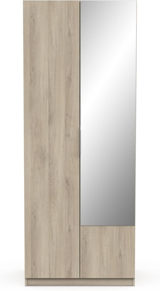 Demeyere 391389 Schrank mit Spiegel und Kleiderschrank 2 Türen 1 Nische Modern – Farbe Eiche Kronberg – 79,4 x 51,1 x 203 cm, Holzwerkstoff, grau Bild 4