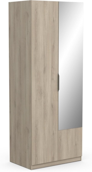 Demeyere 391389 Schrank mit Spiegel und Kleiderschrank 2 Türen 1 Nische Modern – Farbe Eiche Kronberg – 79,4 x 51,1 x 203 cm, Holzwerkstoff, grau Bild 1
