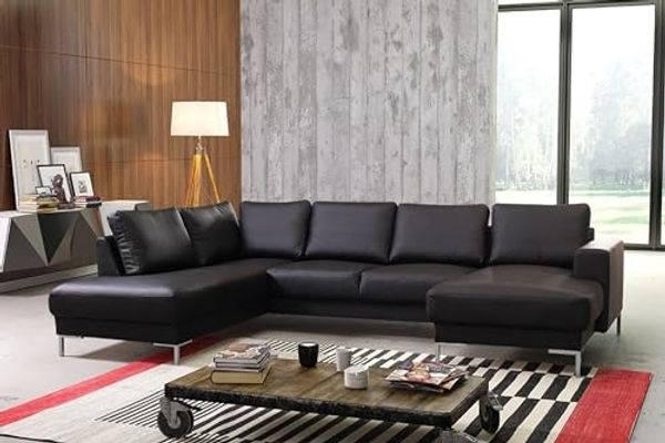 Ecksofa 'Silvio XXL' in Kunstleder Schwarz