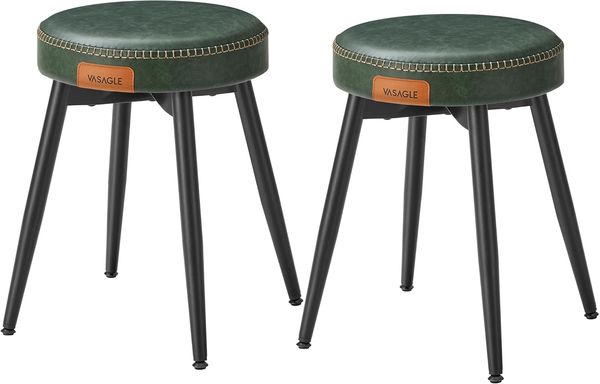 Vasagle Esszimmerstühle (2 St), Sitzhocker, EKHO Series, Kunstleder, 48,2 cm hoch, waldgrün