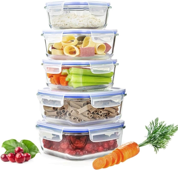 10tlg. Frischhaltedosen Glas Lunchbox Vorratsdosen Brotdose luftdicht -40 bis 25