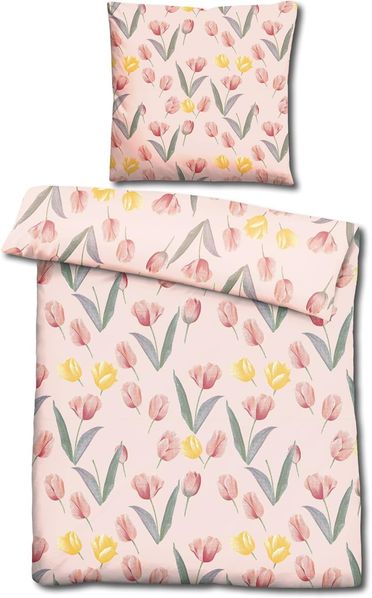 CloudComfort Basic Mikrofaser Bettwäsche Tulpen 135 x 200 + 80 x 80 cm