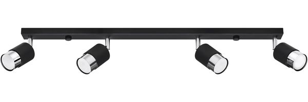 SOLLUX SL. 1067 Deckenleuchte NERO 4 schwarz/chrome Stahl 40W L: 81cm B: 5cm H: 18cm dimmbar
