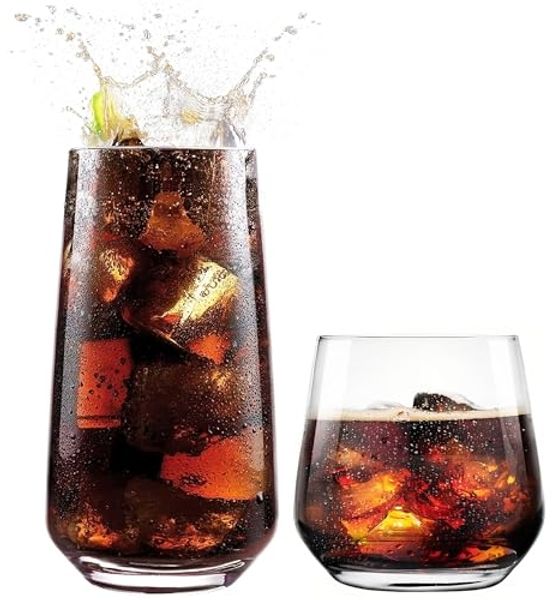 KONZEPT Gläser-Set Premium Gläser Set 12 Teilig, Wassergläser Spülmaschinenfes, 12-tlg, 6er Longdrinkgläser 480ml und 6 er Trinkgläser 310ml
