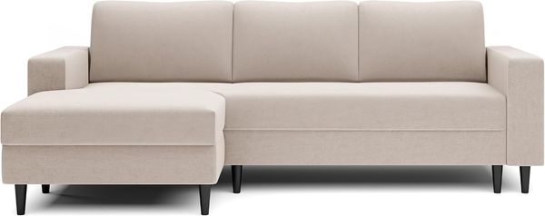 Selsey 'Nalika' Ecksofa mit Schlaffunktion, Bettkasten, Samt wasserabweisend, Ottomane links, Creme