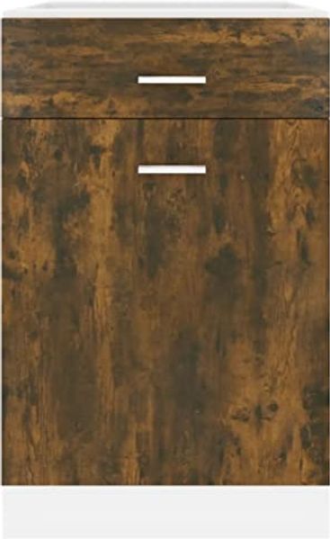 vidaXL Unterschrank, Küchenschrank mit Schublade 2 Fächern, Geschirrschrank für Küche, Küchenunterschrank Schrank Küchenmöbel, Räuchereiche Bild 6