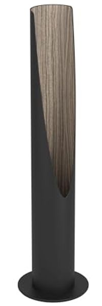 EGLO Tischlampe Barbotto, Tischleuchte mit indirekter Beleuchtung, Wohnzimmerlampe aus Metall in Schwarz und Holz in Eiche, inkl. GU10-Leuchtmittel, 40 cm, FSC zertifiziert, warmweiß